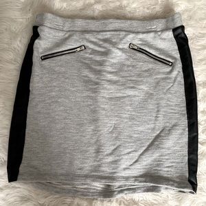 Cotton and faux leather skirt